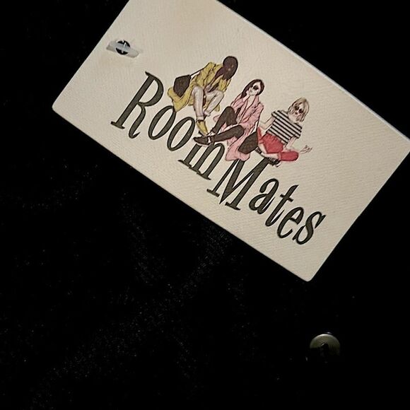 Roommates Ruched Collared Black Button Up Tank Top Shirt Blouse Large L NWT - Picture 5 of 8